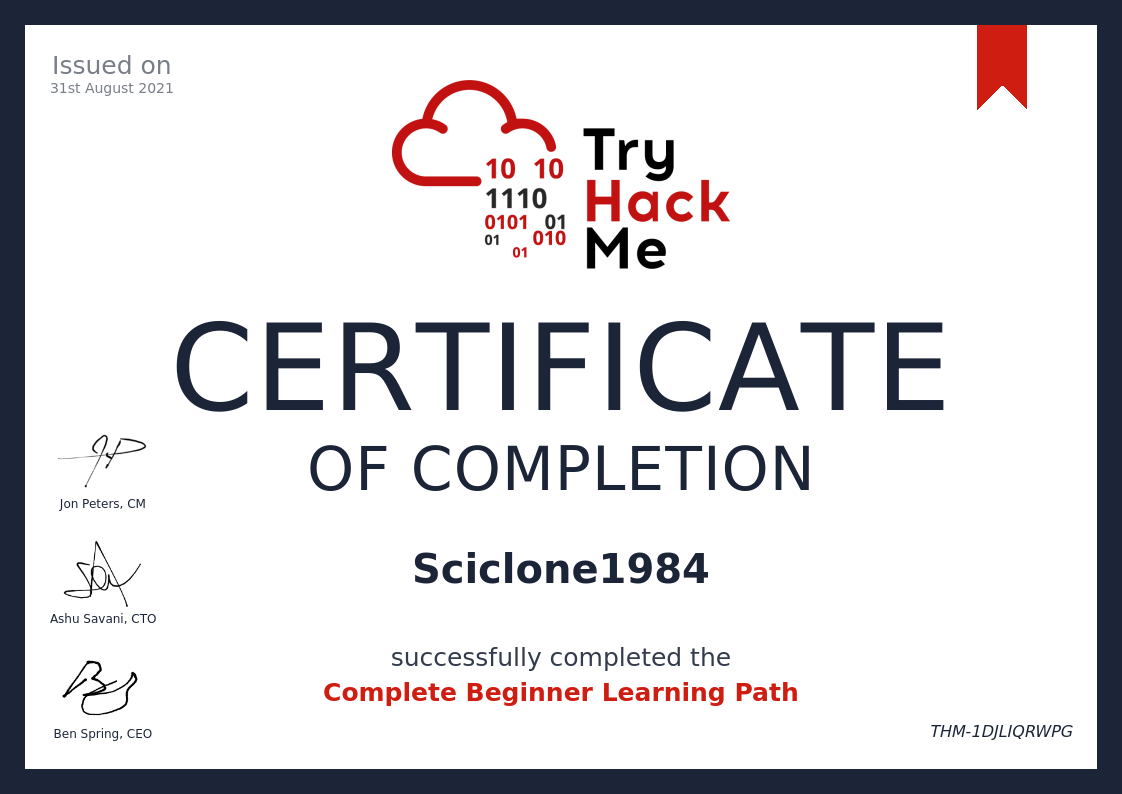 Complete Beginner Learning Pathway Certificate